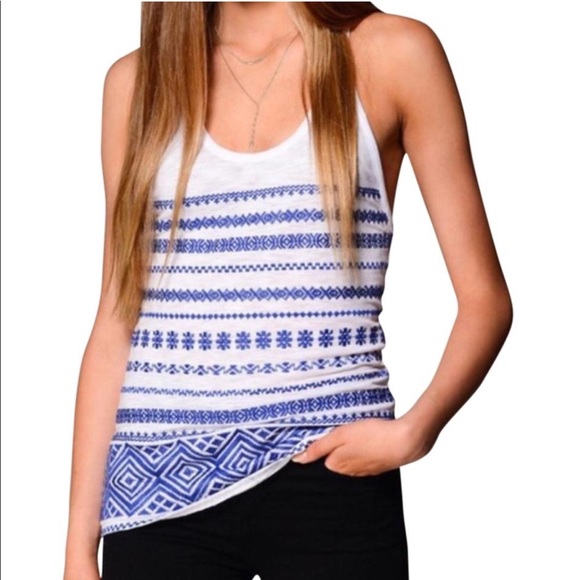 Sam Edelman Tops - EUC Sam Edelman embroidered blue white tank top M
